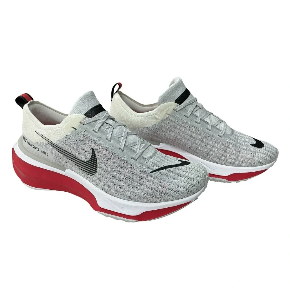 Nike Invincible 3 – Size 10 Men Running Shoe Grey White Fire Red NEW No Box